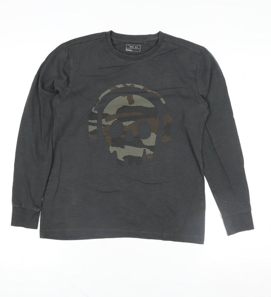 Next Boys Black Long Sleeve Skull Graphic Cotton T-Shirt 11 Years