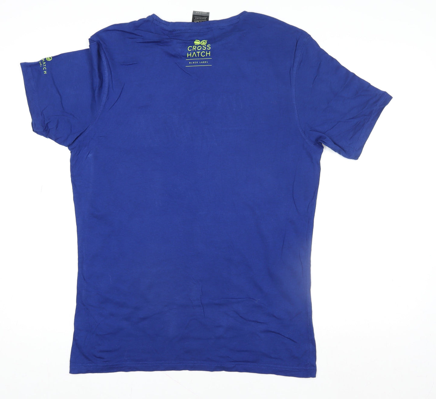 Crosshatch Men's Blue Logo Crew Neck Cotton T-Shirt Size L