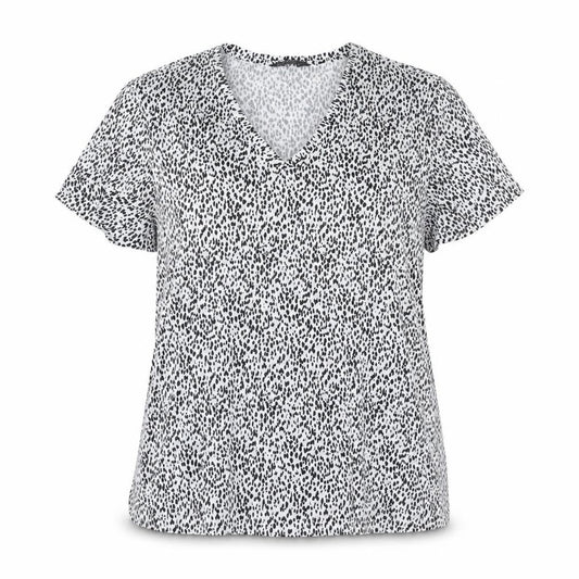 Marks and Spencer Womens White Animal Print V-Neck Short Sleeve T-Shirt Size 12