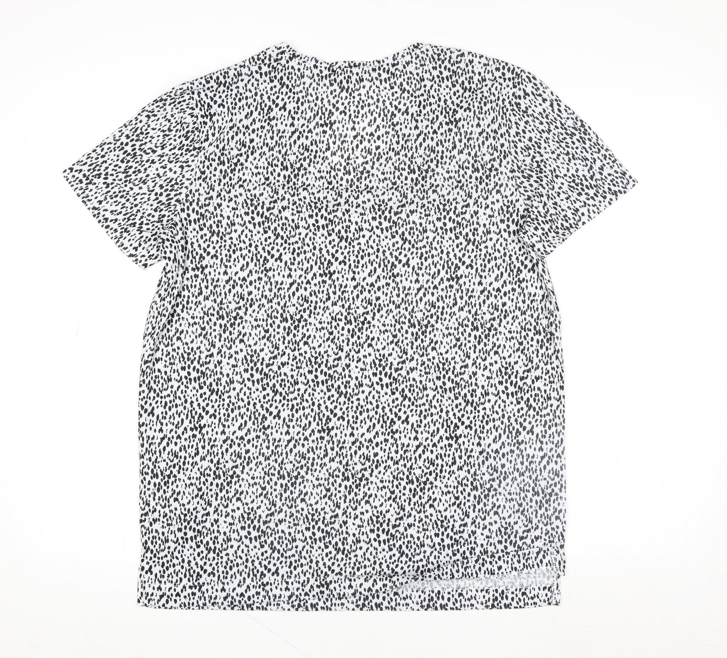 Marks and Spencer Womens White Animal Print V-Neck Short Sleeve T-Shirt Size 12