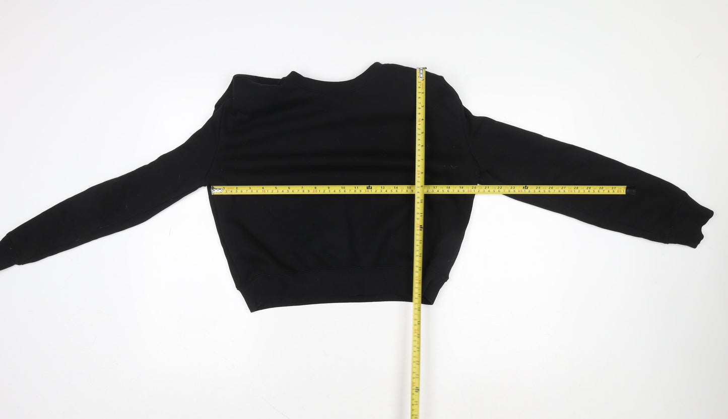 Zara Womens Black Long Sleeve Crew Neck Pullover Sweatshirt Size M