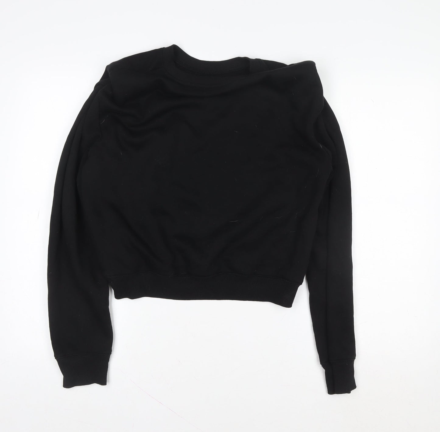 Zara Womens Black Long Sleeve Crew Neck Pullover Sweatshirt Size M