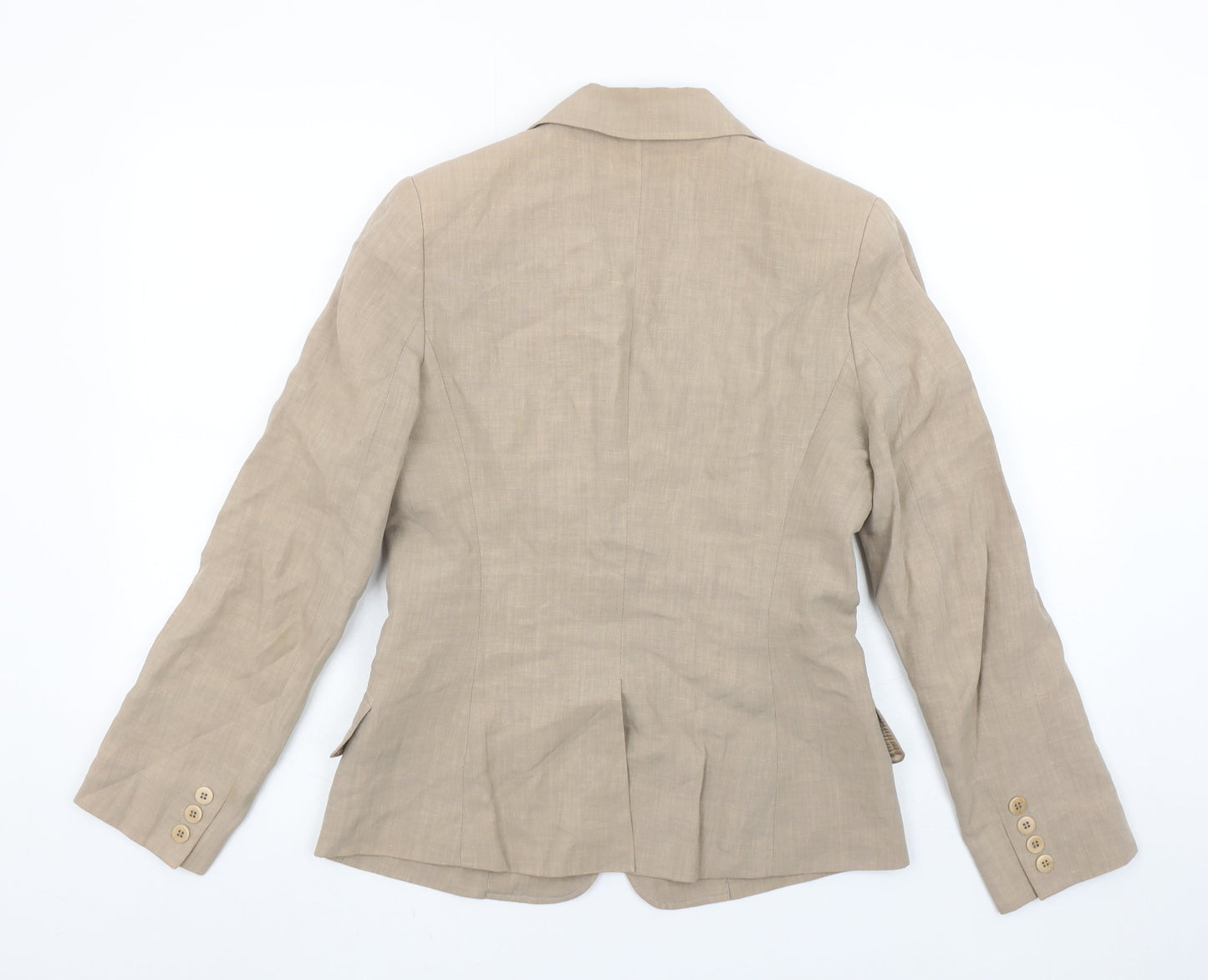Jigsaw Women Beige Linen Single-Breasted Blazer UK 10