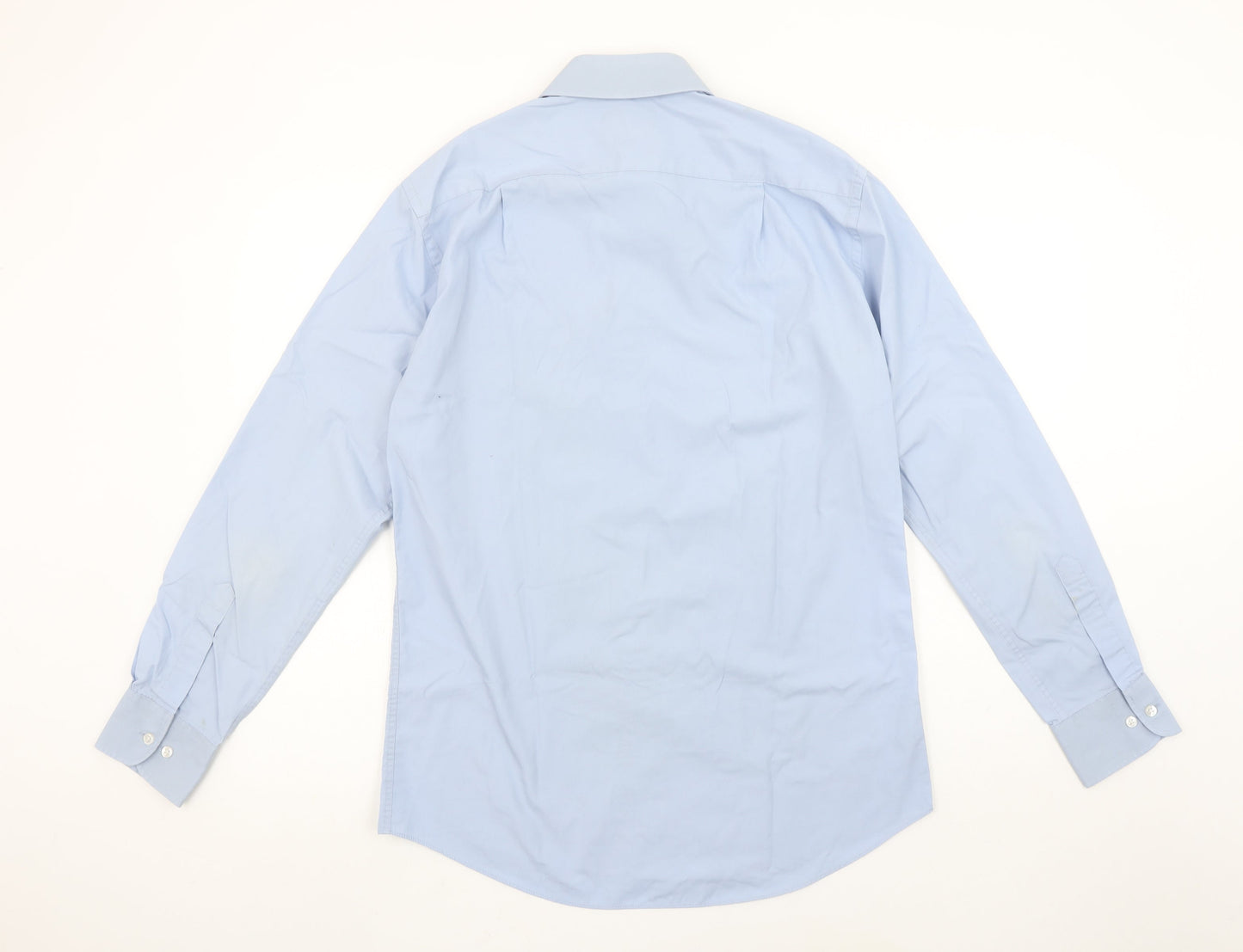 Marks and Spencer Men's Blue Long Sleeve Button-Up Shirt 15in Collar