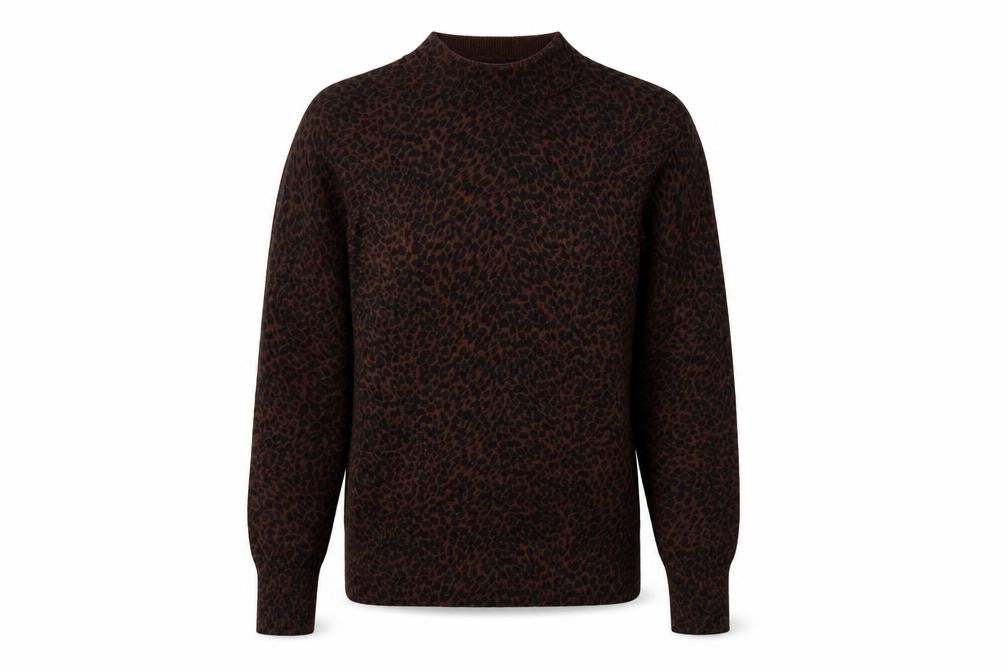 Oasis Women’s Brown Leopard Mock Neck Long Sleeve Pullover Jumper Size S