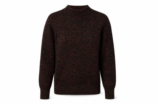 Oasis Women’s Brown Leopard Mock Neck Long Sleeve Pullover Jumper Size S