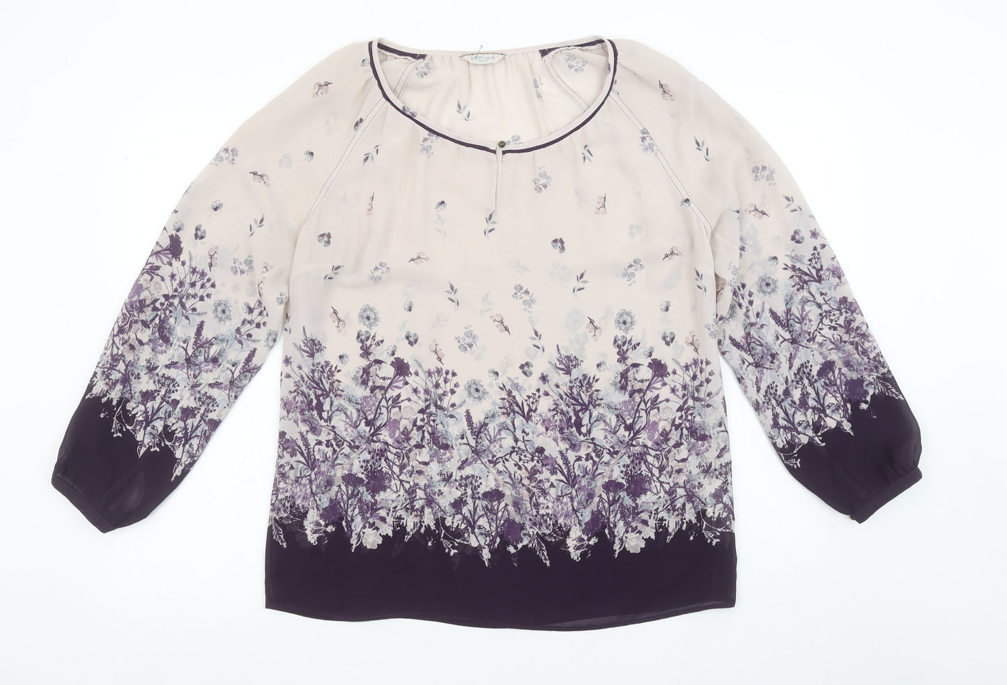 Marks and Spencer Women's Ivory Floral Long Sleeve Blouse UK 12