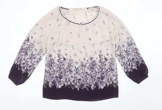 Marks and Spencer Women's Ivory Floral Long Sleeve Blouse UK 12