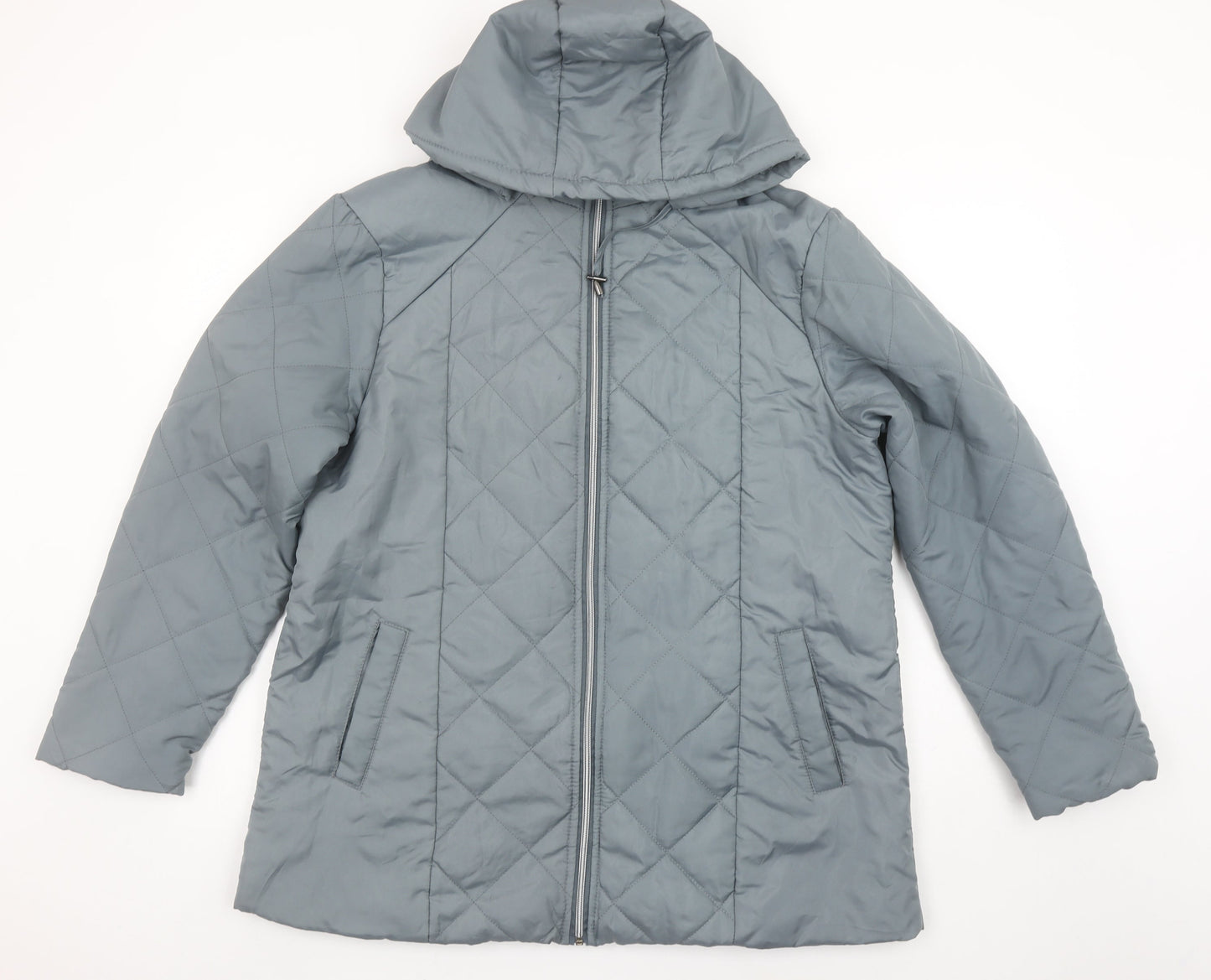 Anne De Lançay Women's Grey Quilted Hooded Puffer Coat M