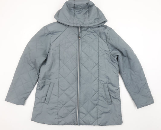 Anne De Lançay Women's Grey Quilted Hooded Puffer Coat M