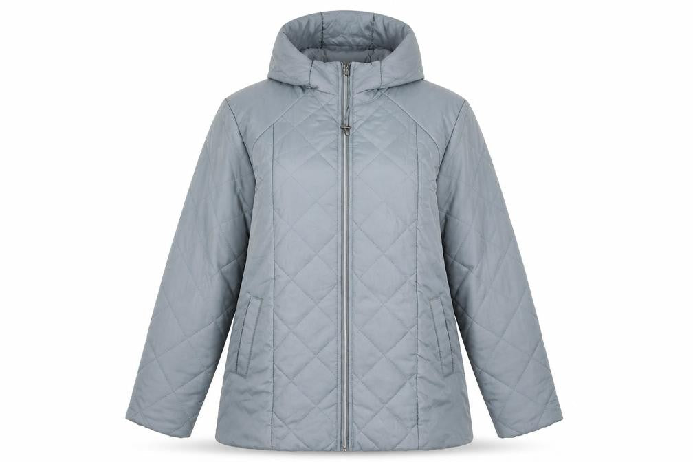 Anne De Lançay Women's Grey Quilted Hooded Puffer Coat M