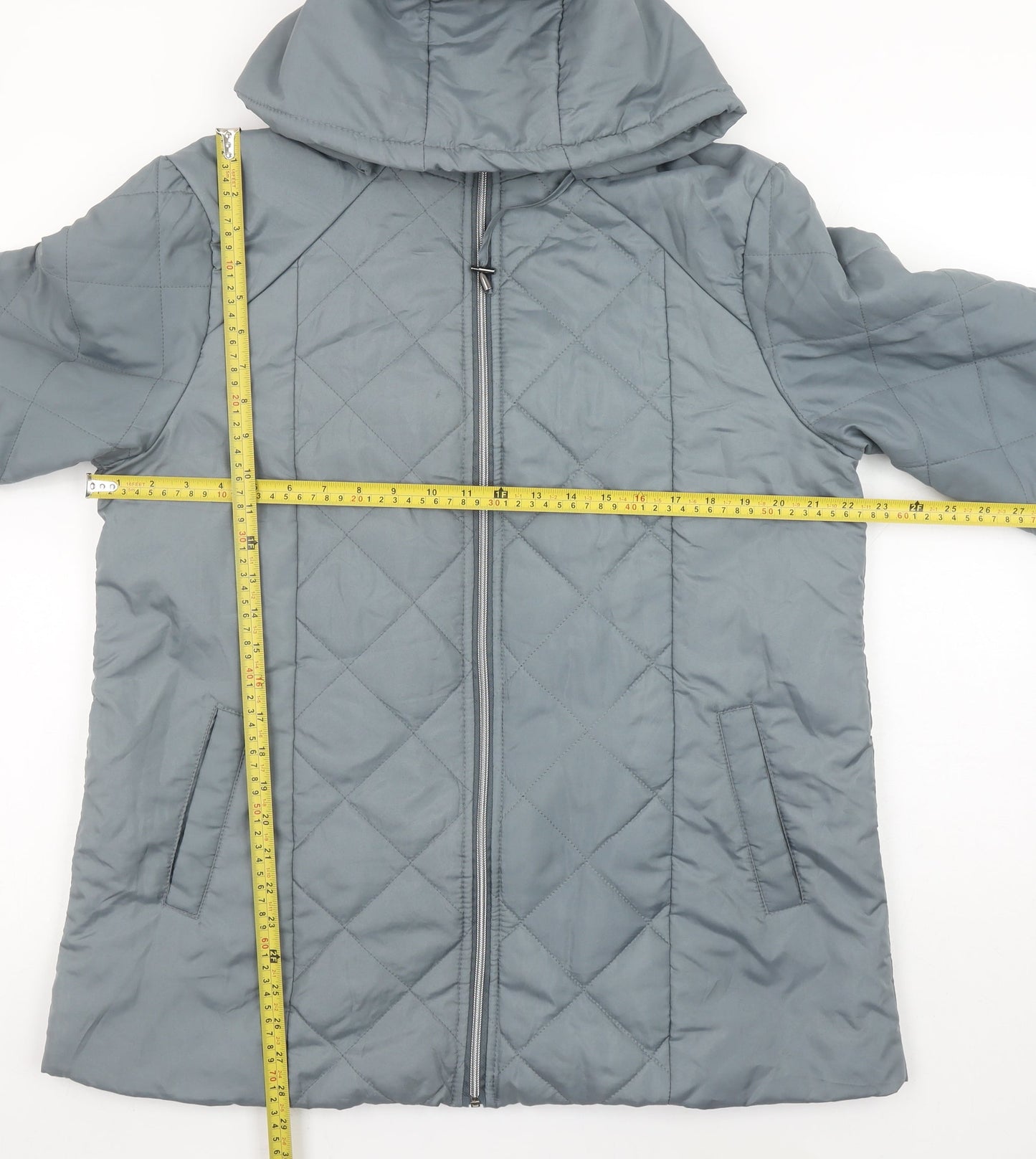 Anne De Lançay Women's Grey Quilted Hooded Puffer Coat M