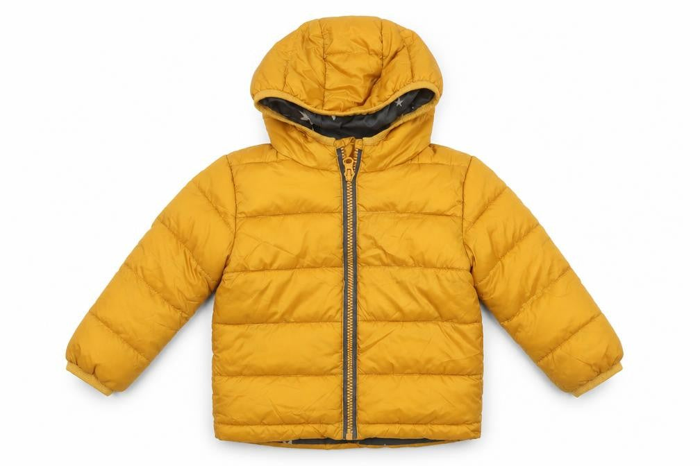 Primark Unisex Baby Yellow Puffer Jacket 12-18 Months Hooded Lightweight Coat