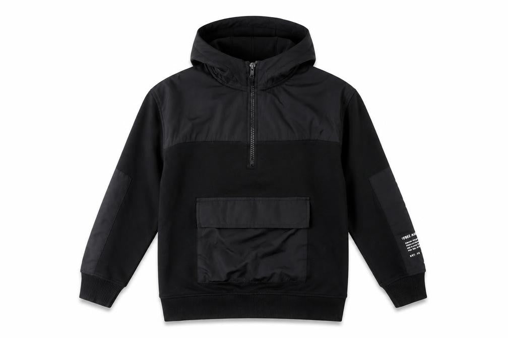 Zara Boys Black 9 Years Half Zip Hoodie with Front Pocket and Hood