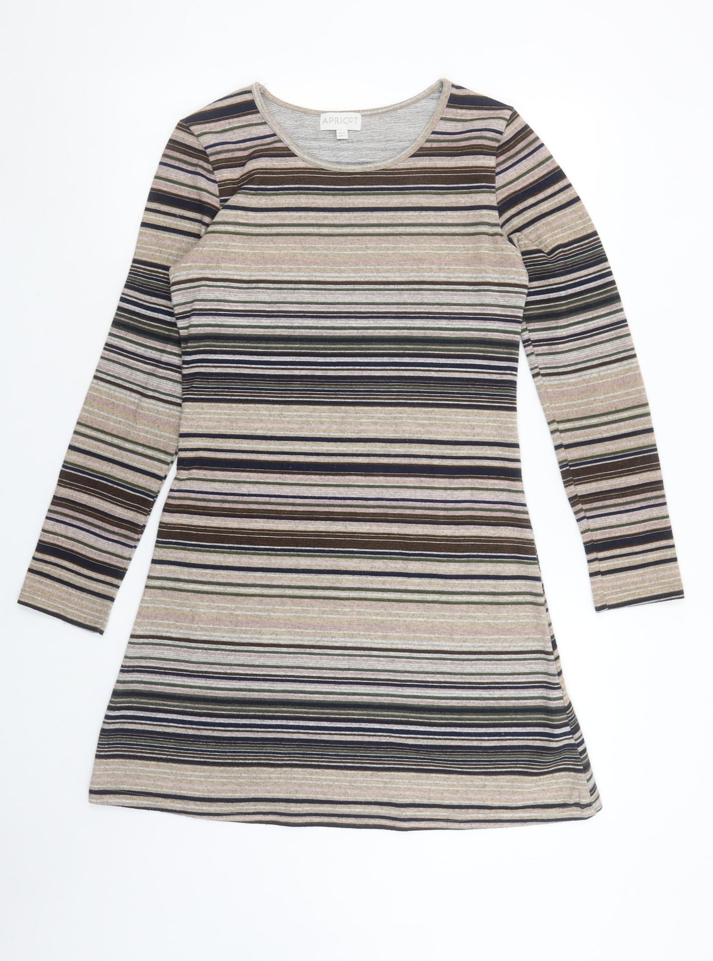 Apricot Women's Multicoloured Striped Knit A-Line Dress UK 10 Long Sleeve