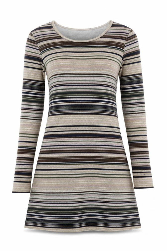 Apricot Women's Multicoloured Striped Knit A-Line Dress UK 10 Long Sleeve