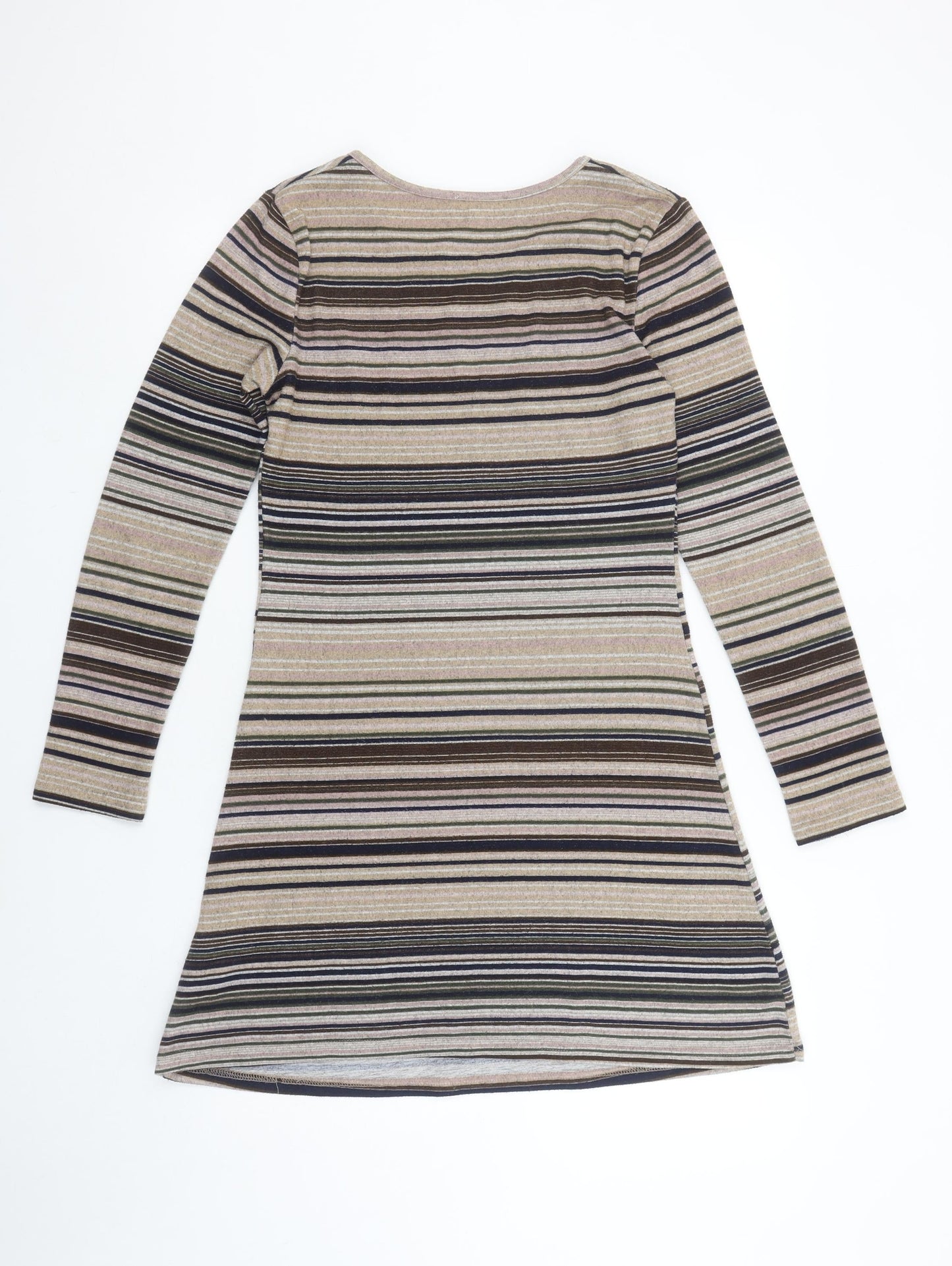 Apricot Women's Multicoloured Striped Knit A-Line Dress UK 10 Long Sleeve