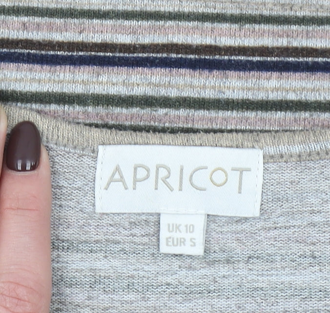 Apricot Women's Multicoloured Striped Knit A-Line Dress UK 10 Long Sleeve