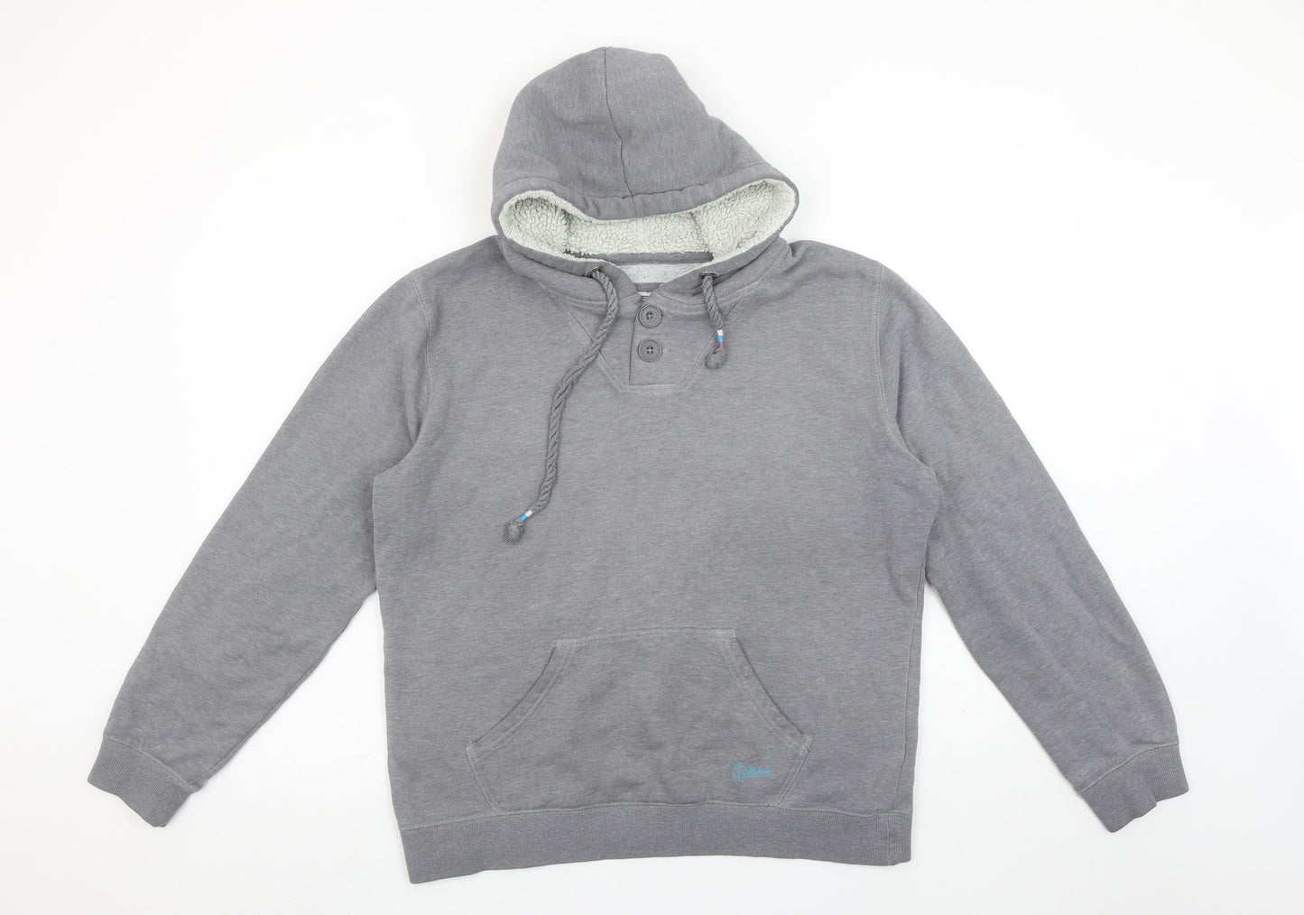 Saltrock Women Grey Henley Hoodie Size 14 with Kangaroo Pocket