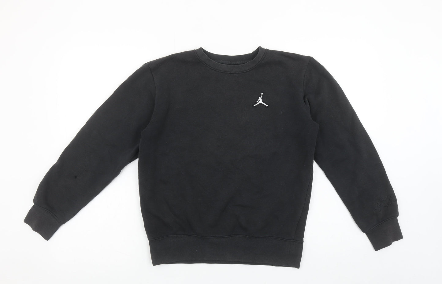 Jordan Boys Black Pullover Fleece Sweatshirt 12-13 Years Logo Crew Neck