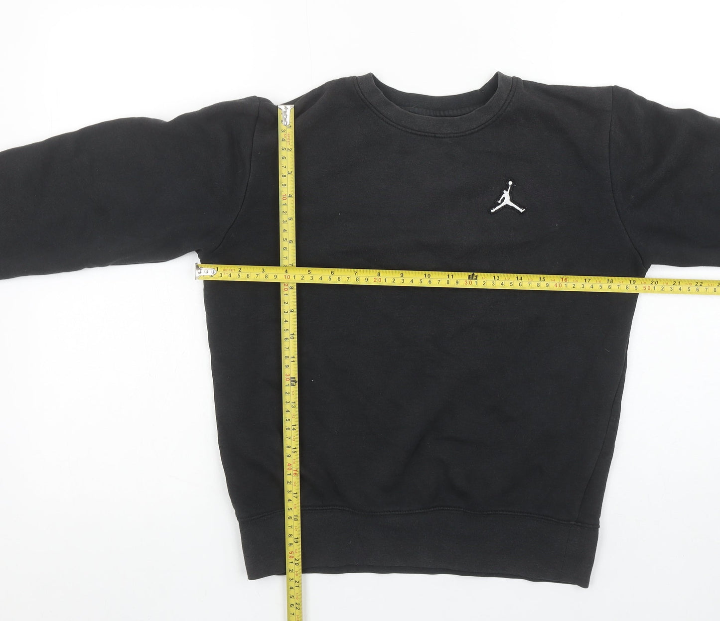 Jordan Boys Black Pullover Fleece Sweatshirt 12-13 Years Logo Crew Neck