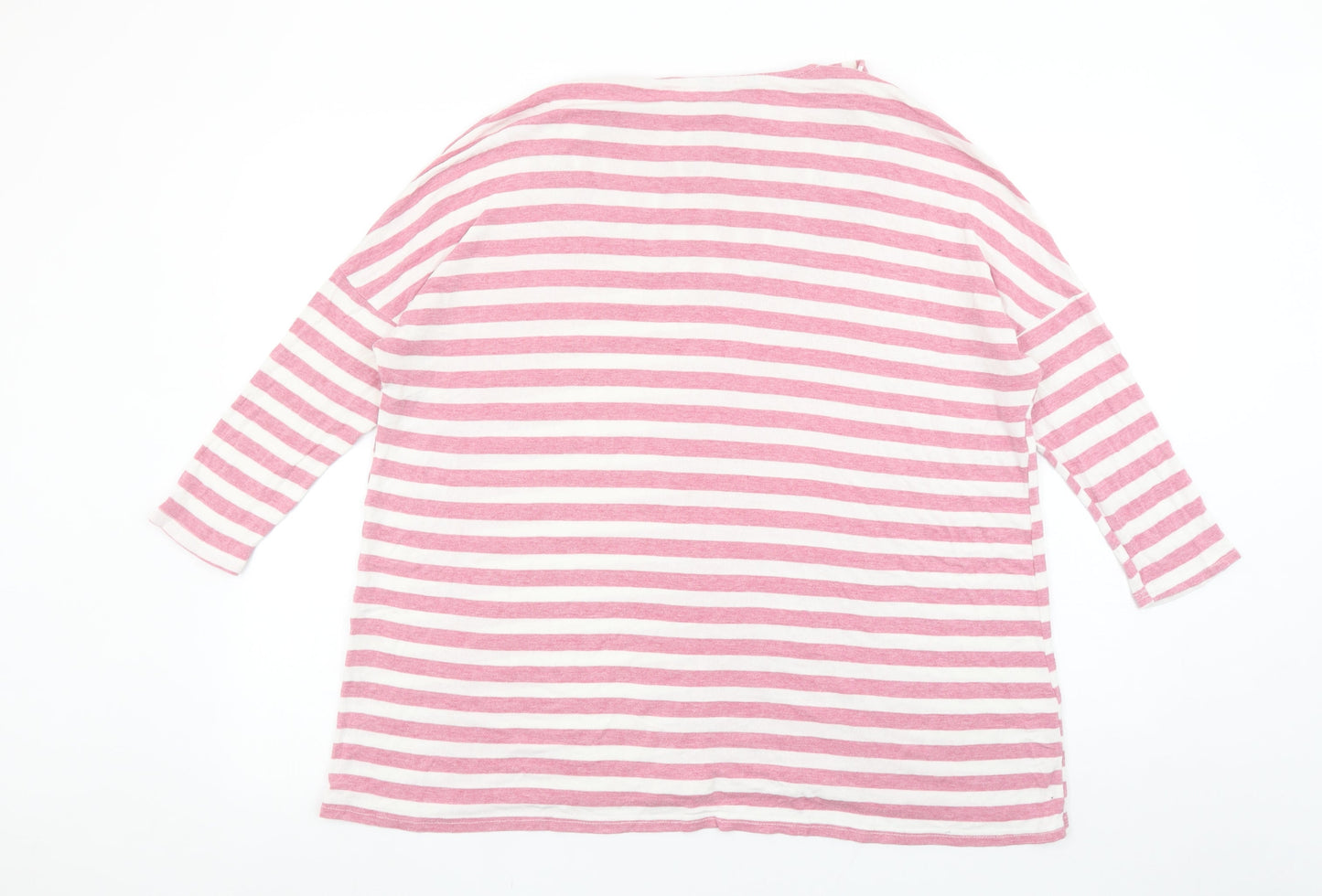 Roman Women Pink White Striped Jersey 3/4 Sleeve T-Shirt Size 14