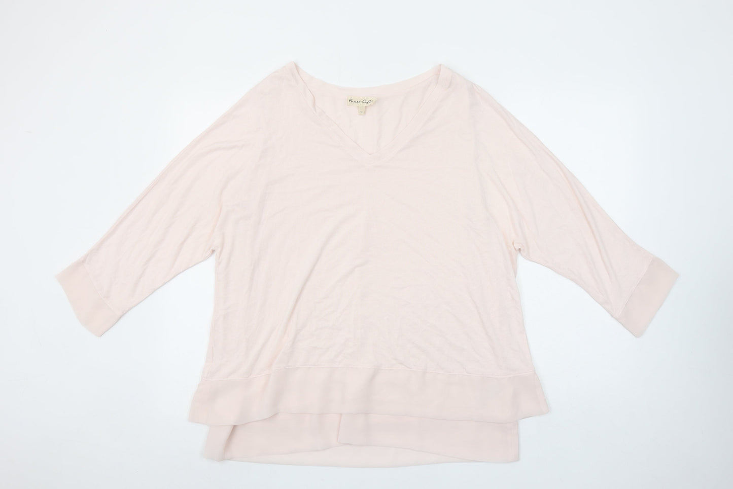 Phase Eight Womens Beige Viscose Blend 3/4 Sleeve V-Neck Tunic Top Size 14