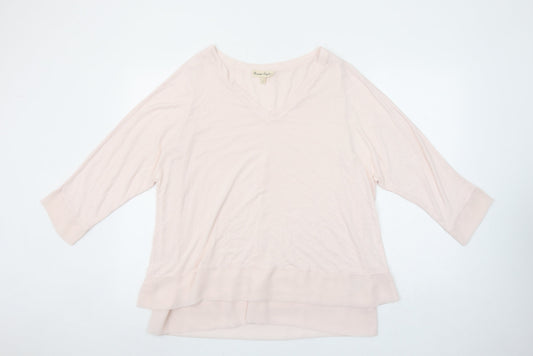 Phase Eight Womens Beige Viscose Blend 3/4 Sleeve V-Neck Tunic Top Size 14