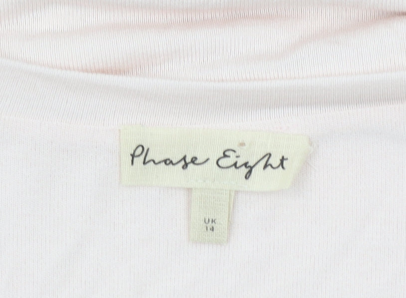 Phase Eight Womens Beige Viscose Blend 3/4 Sleeve V-Neck Tunic Top Size 14