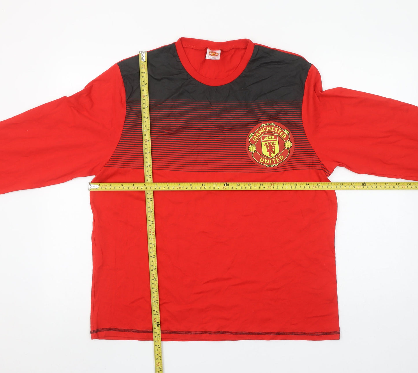 Manchester United Men Red Black Long Sleeve Pyjama Top M 100% Cotton