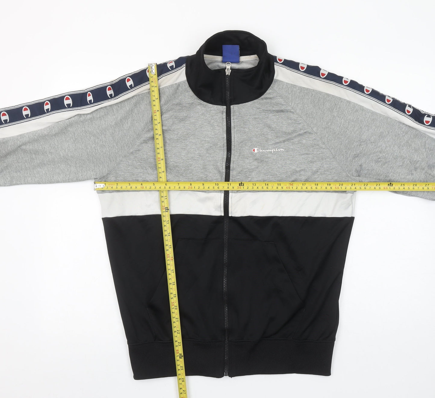 Champion Men’s Black Grey White Full Zip Sweatshirt Medium