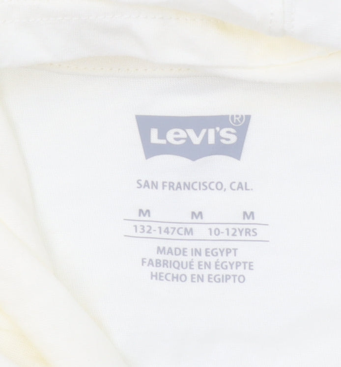 Levi's Boys Ivory Cotton Pullover Hoodie M 10-12 Years Graphic Print