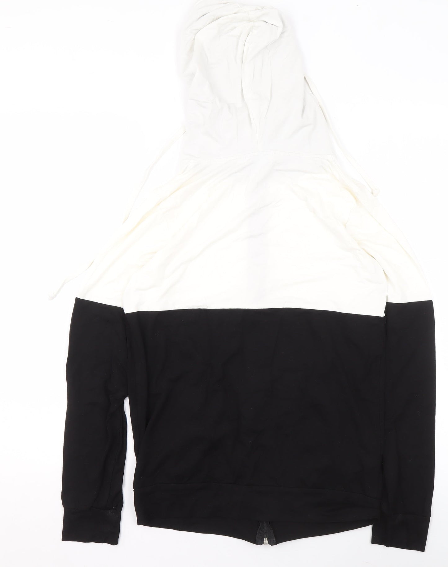 Chelsea Clark Women Black White Full Zip Hoodie M Colourblock Casual