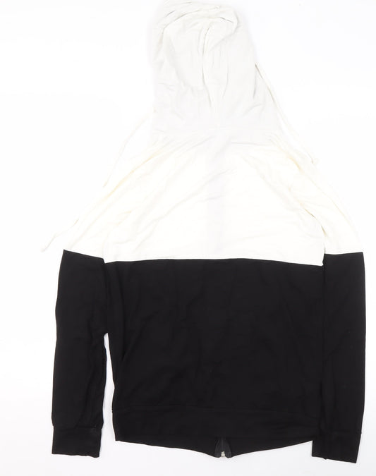 Chelsea Clark Women Black White Full Zip Hoodie M Colourblock Casual
