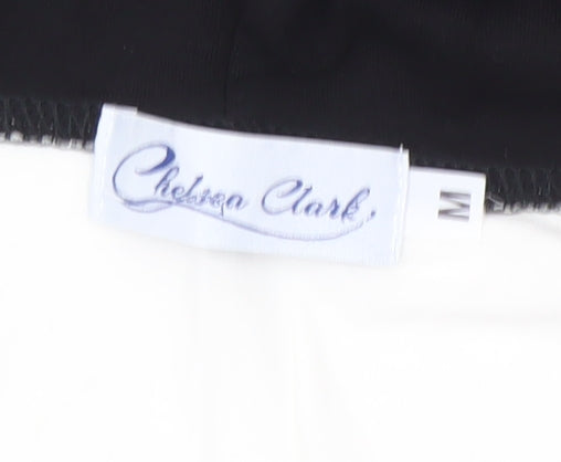 Chelsea Clark Women Black White Full Zip Hoodie M Colourblock Casual