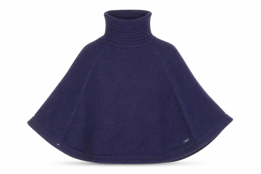 Joules Women's Blue Roll Neck Knit Cape Jumper 2XS Wool Blend