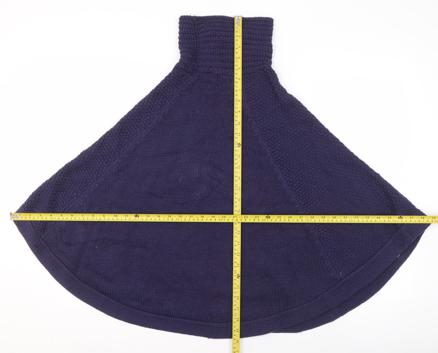 Joules Women's Blue Roll Neck Knit Cape Jumper 2XS Wool Blend