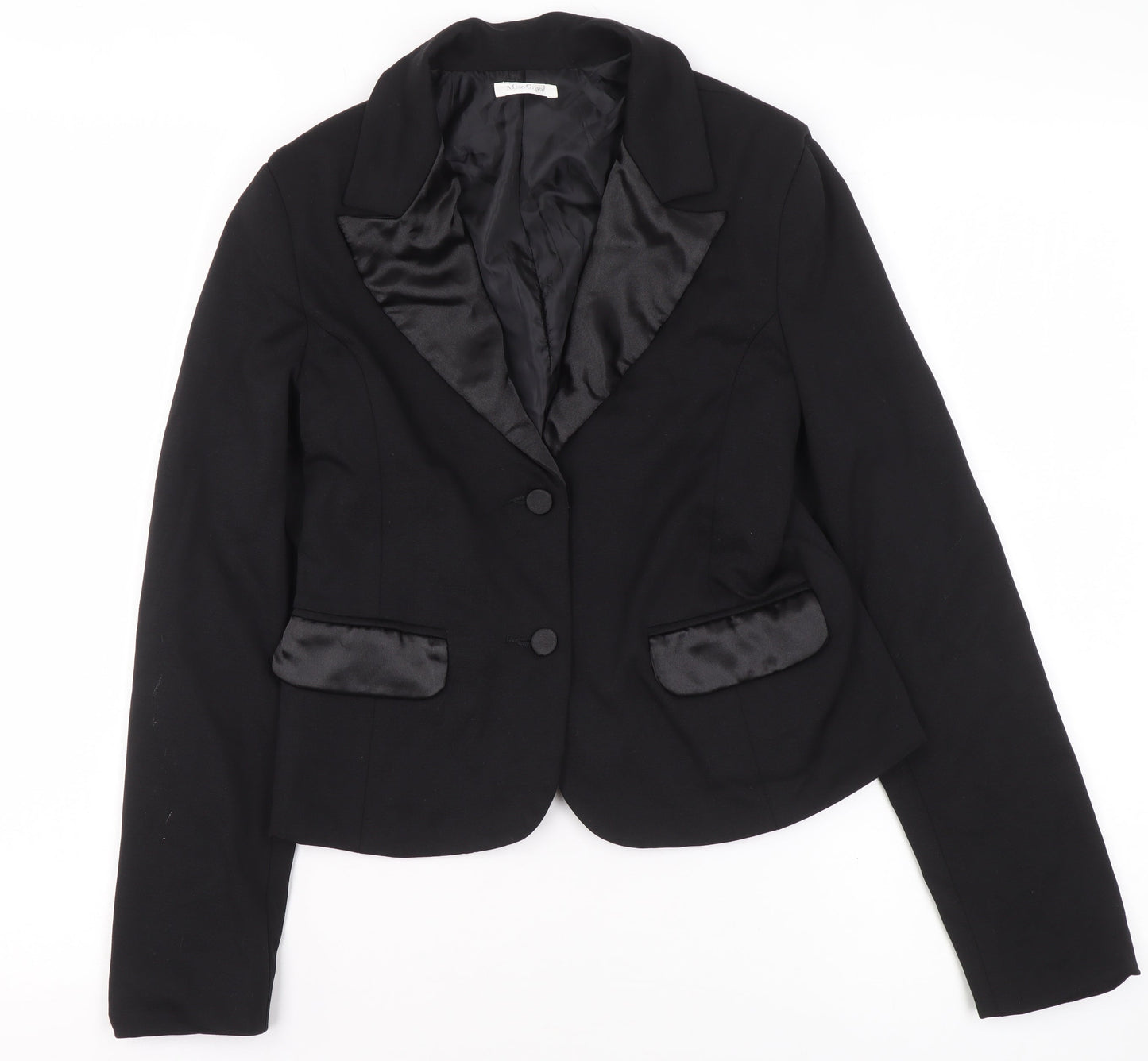 Miss Grant Girls Black Satin Lapel Cropped Blazer Jacket Size 146/152
