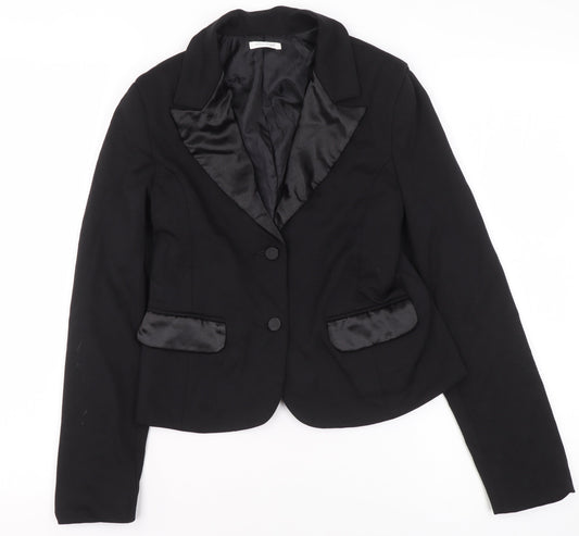 Miss Grant Girls Black Satin Lapel Cropped Blazer Jacket Size 146/152