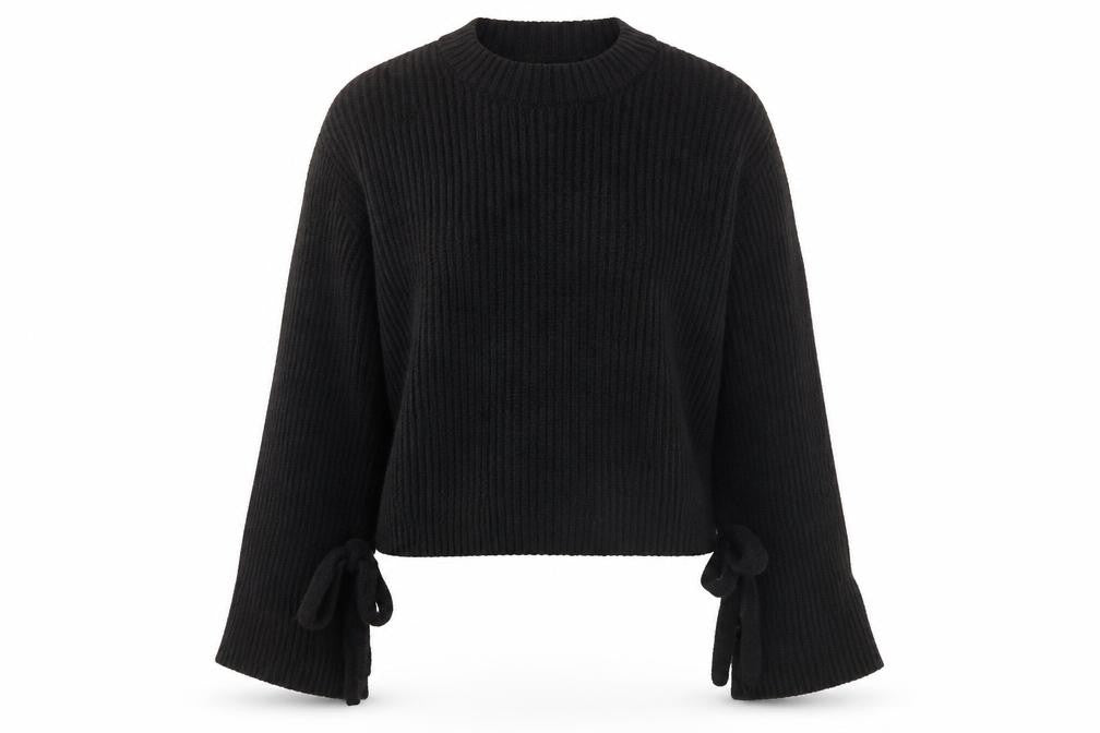 Tom Tailor Denim Womens Black Crew Neck Chunky Knit Jumper Size 12