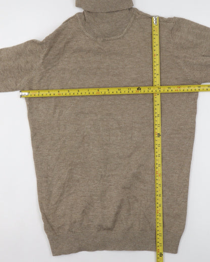 Back view of Object Women's Beige Roll Neck Knit Jumper XL