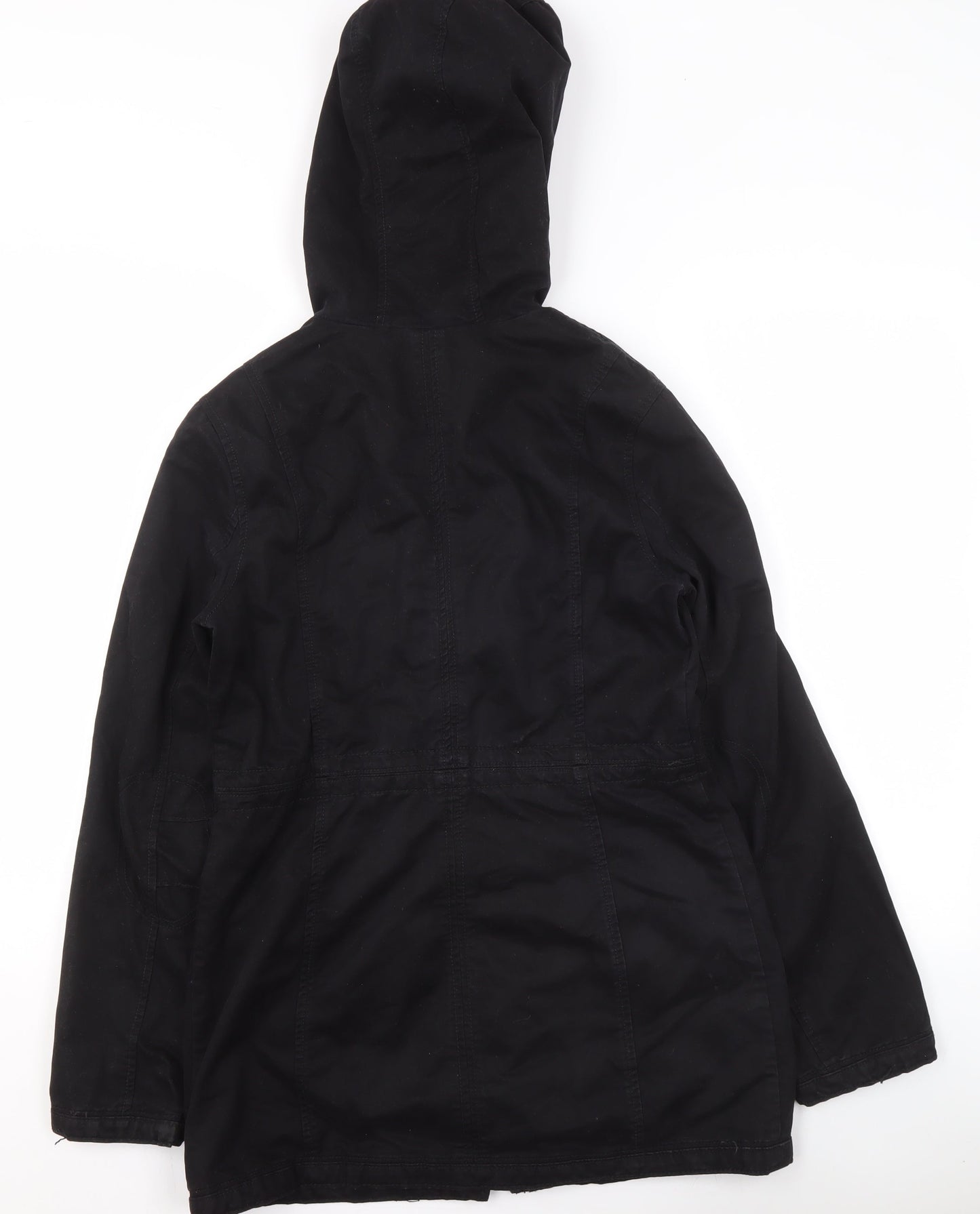 Just Jeans Womens Black Cotton Parka Jacket Size 10 Hooded Casual