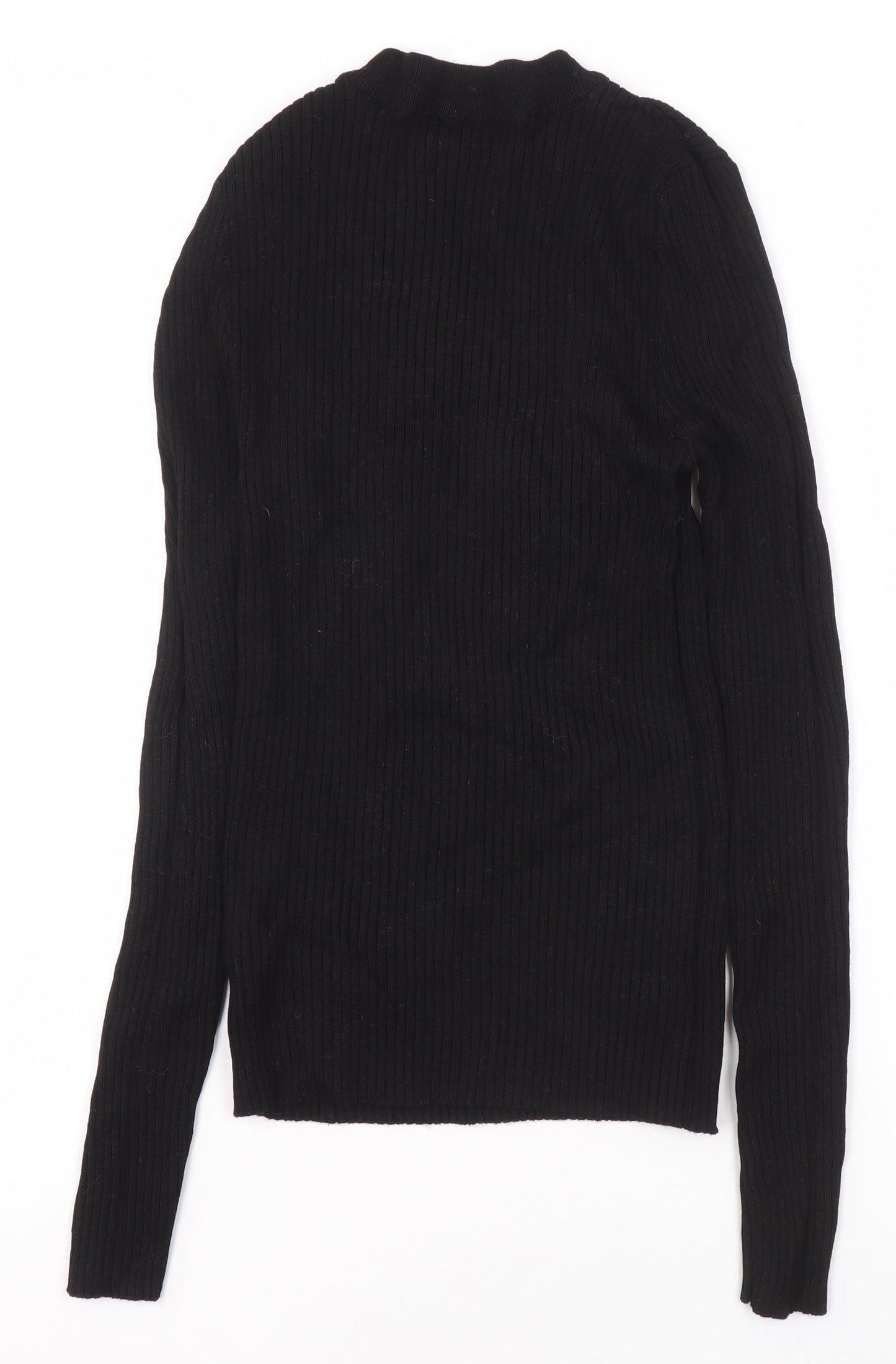 ONLY Women's Black Ribbed Mock Neck Long Sleeve Knit Top Size M