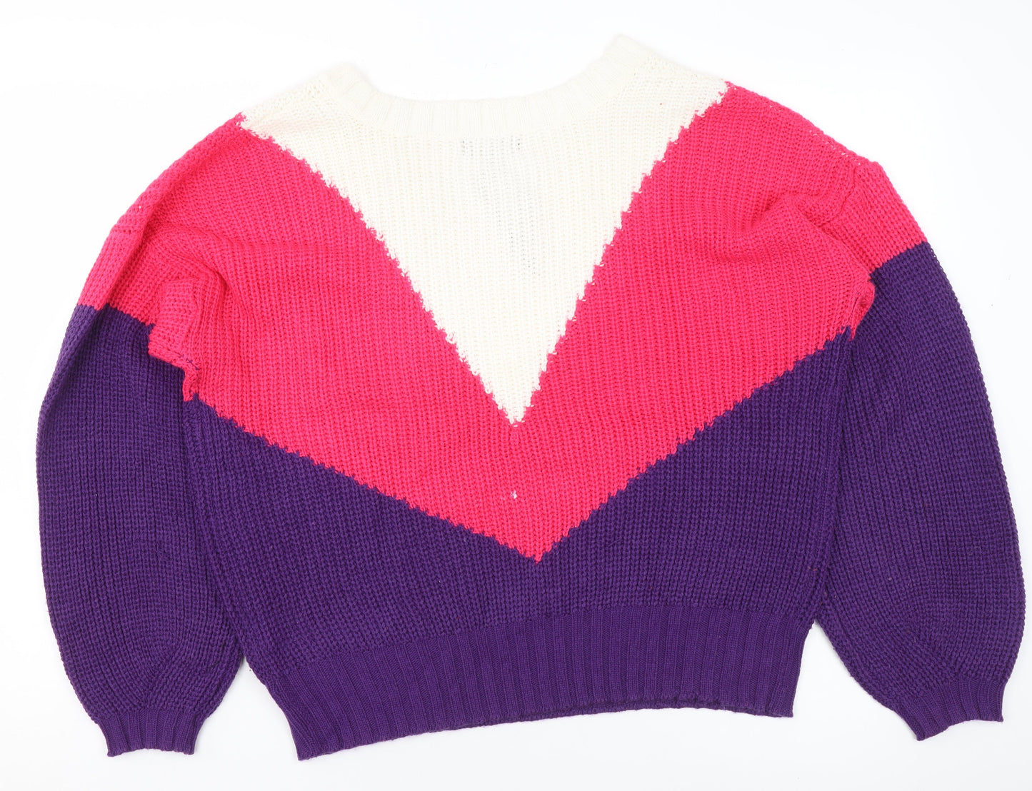QED London Women's Multicoloured V-Neck Knit Jumper Size M