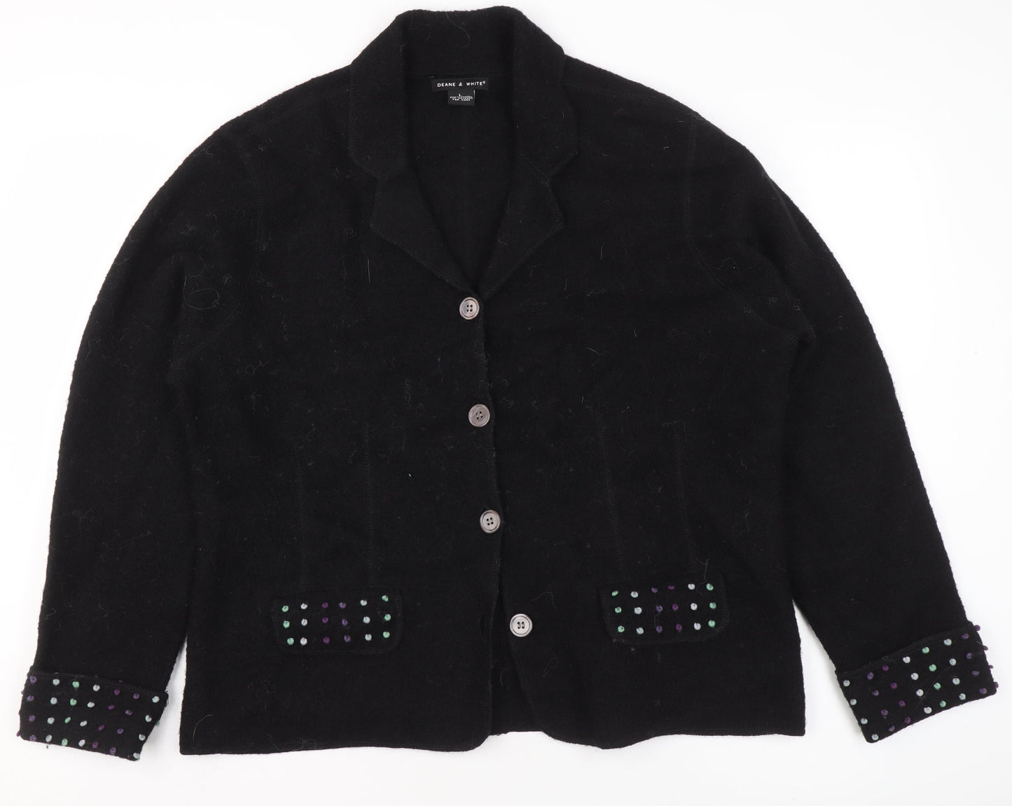 Deane & White Women's Black Wool Blazer Jacket Size L