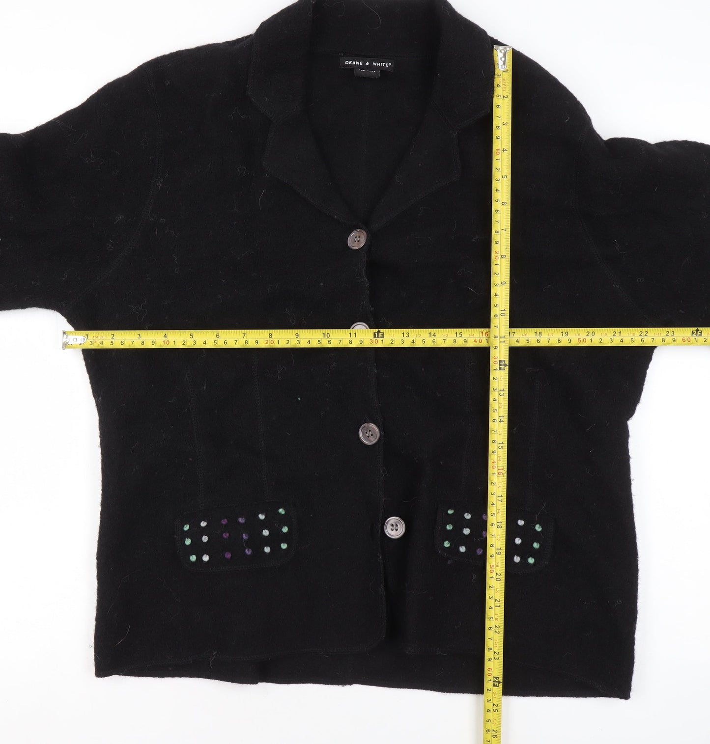 Deane & White Women's Black Wool Blazer Jacket Size L