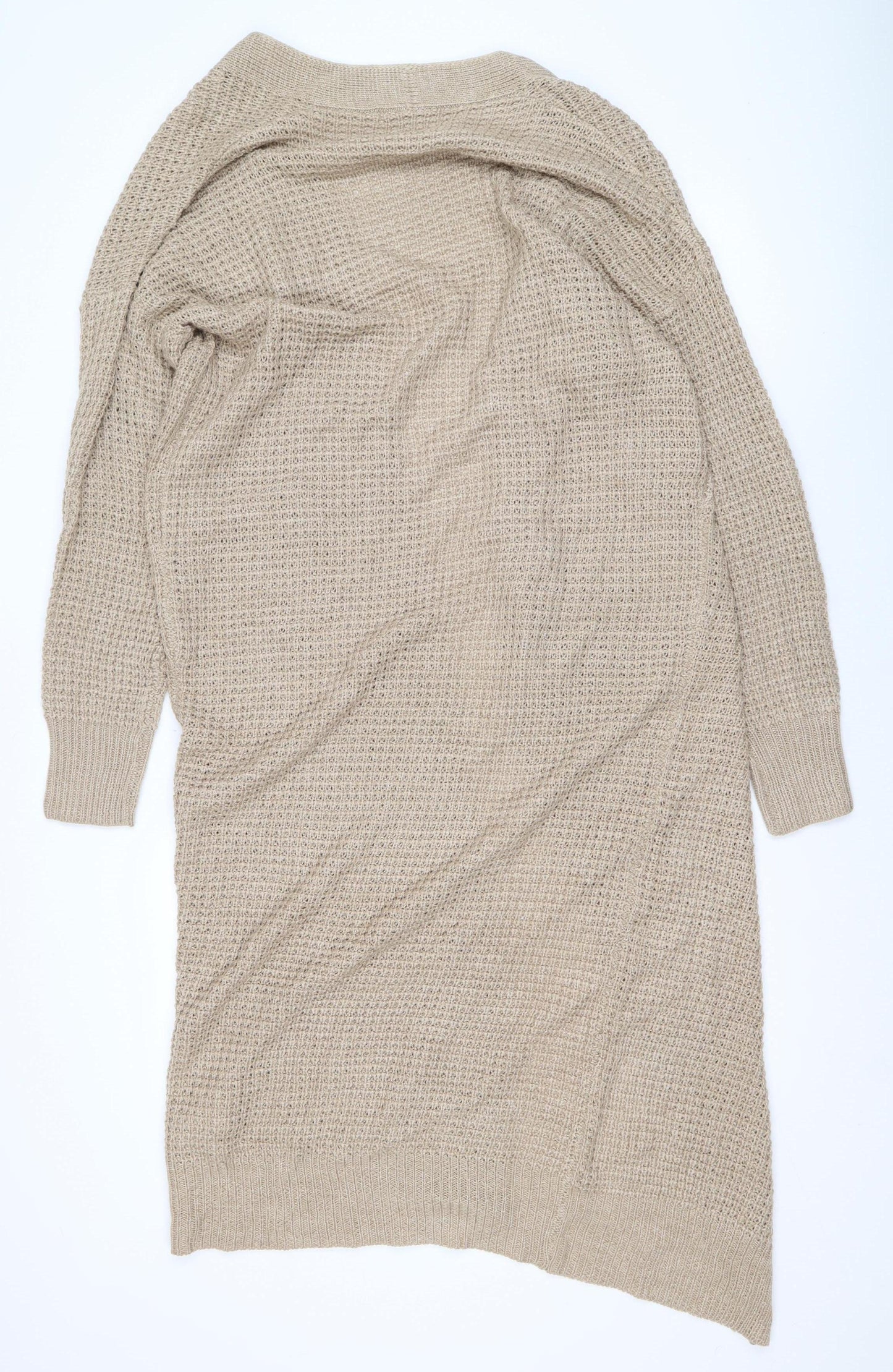Missguided Women’s Beige Long Knit Open Coatigan Size 6