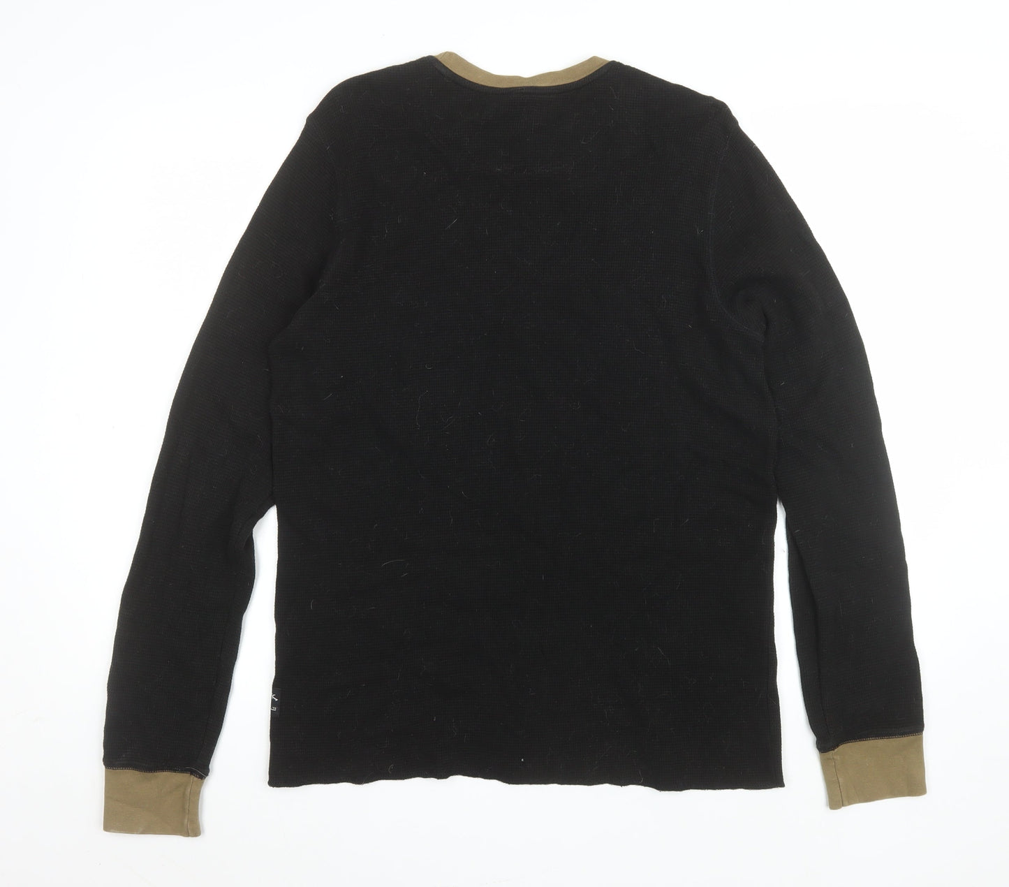 Lost Mischief Men's Black Cotton Crew Neck Pullover Sweatshirt M