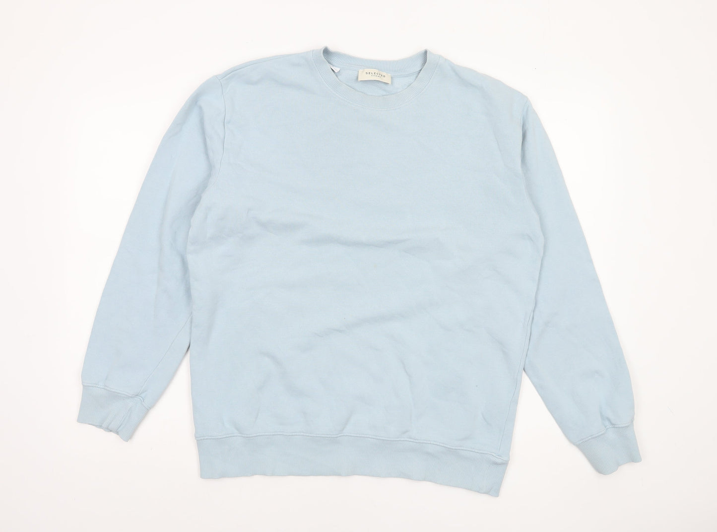 Selected Homme Unisex Light Blue Cotton Crew Neck Sweatshirt M