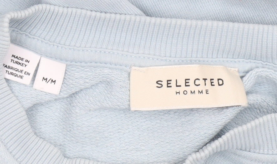 Selected Homme Unisex Light Blue Cotton Crew Neck Sweatshirt M
